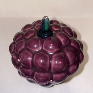 Vintage Purple Grapes Jam Jelly Dish With Lid Ceramic Jar 5.5"